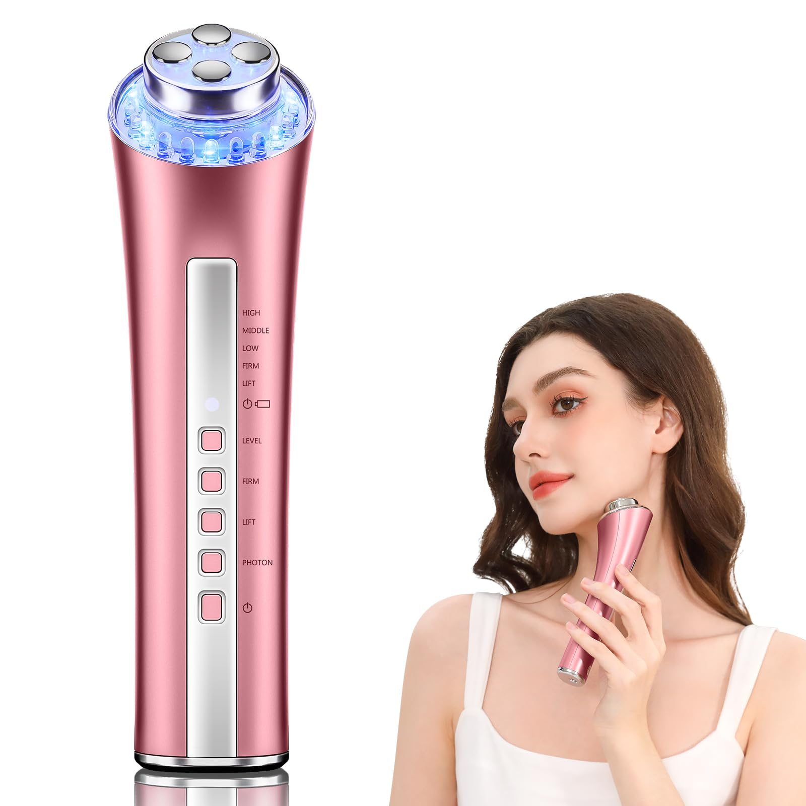 CARER SPARK Face Massager Against Wrinkles Skin RF Beauty Device with 3 LED Light EMS Phototherapy for Anti-Ageing Wrinkle Reduction Fine Line Reduction Radio Frequency Skin Care Device