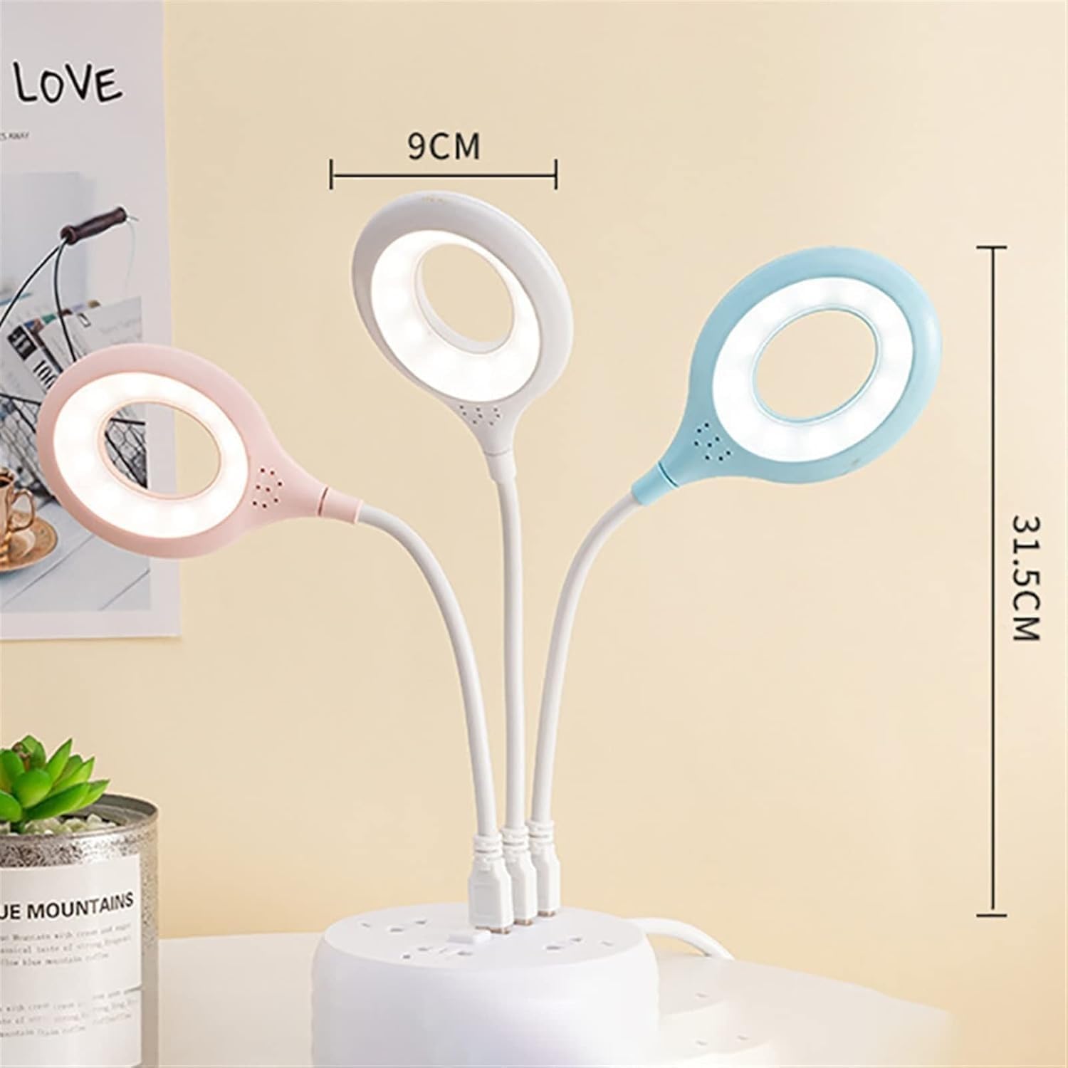 Table Lamp Portable Night Light Freely Foldable Desk USB Reading Saving Energy Desk(Pink)