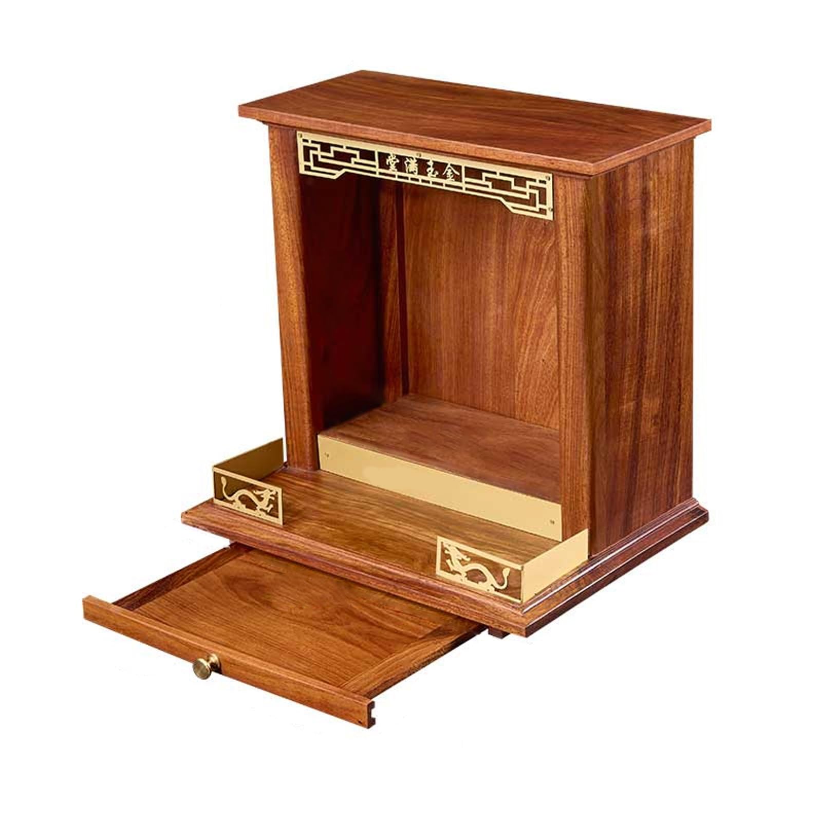 JNTFNE Wood Buddha Shrine Altar Table, Personal Meditation with Storage Tray, Buddhist Niche Incense Racks Tribute Tables, for Incense, Idols, and Worship Supplies(44x20x45cm)