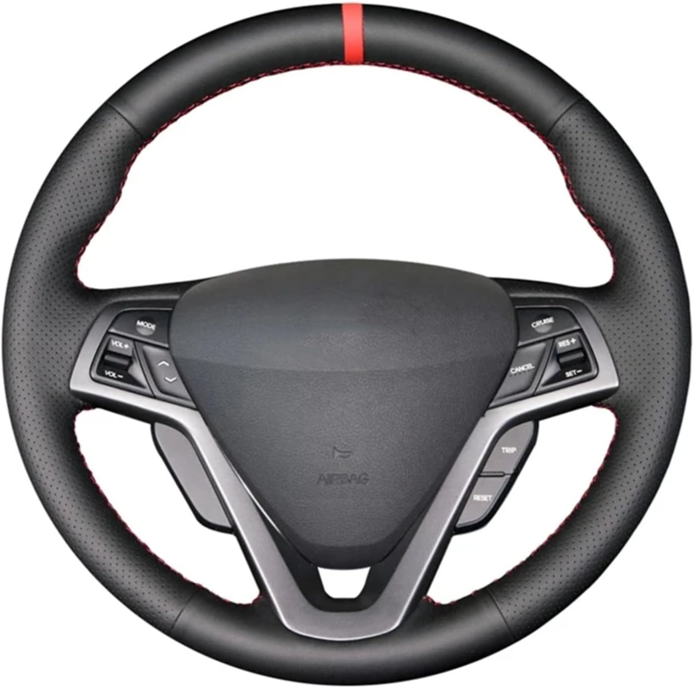 Custom Hand-Stitched Steering Wheel Cover Compatible with Hyundai Veloster 2011–2017 Premium Microfiber Leather Steering Wheel Wrap, Non-Slip, Breathable, Full Wrap Design