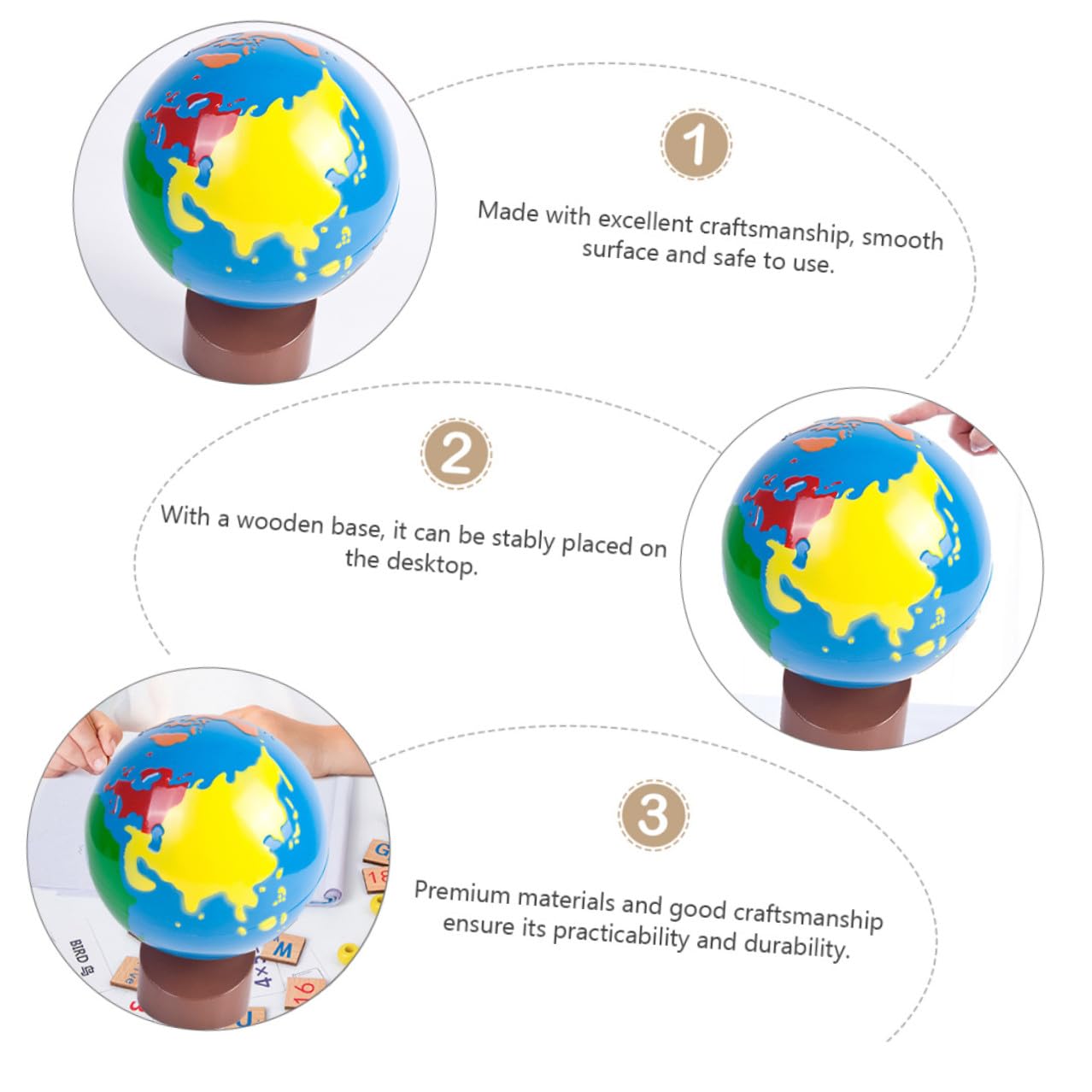 Globe Terrestre Ornemental de Bureau en Bois pour Garçon et Filles, Jouet