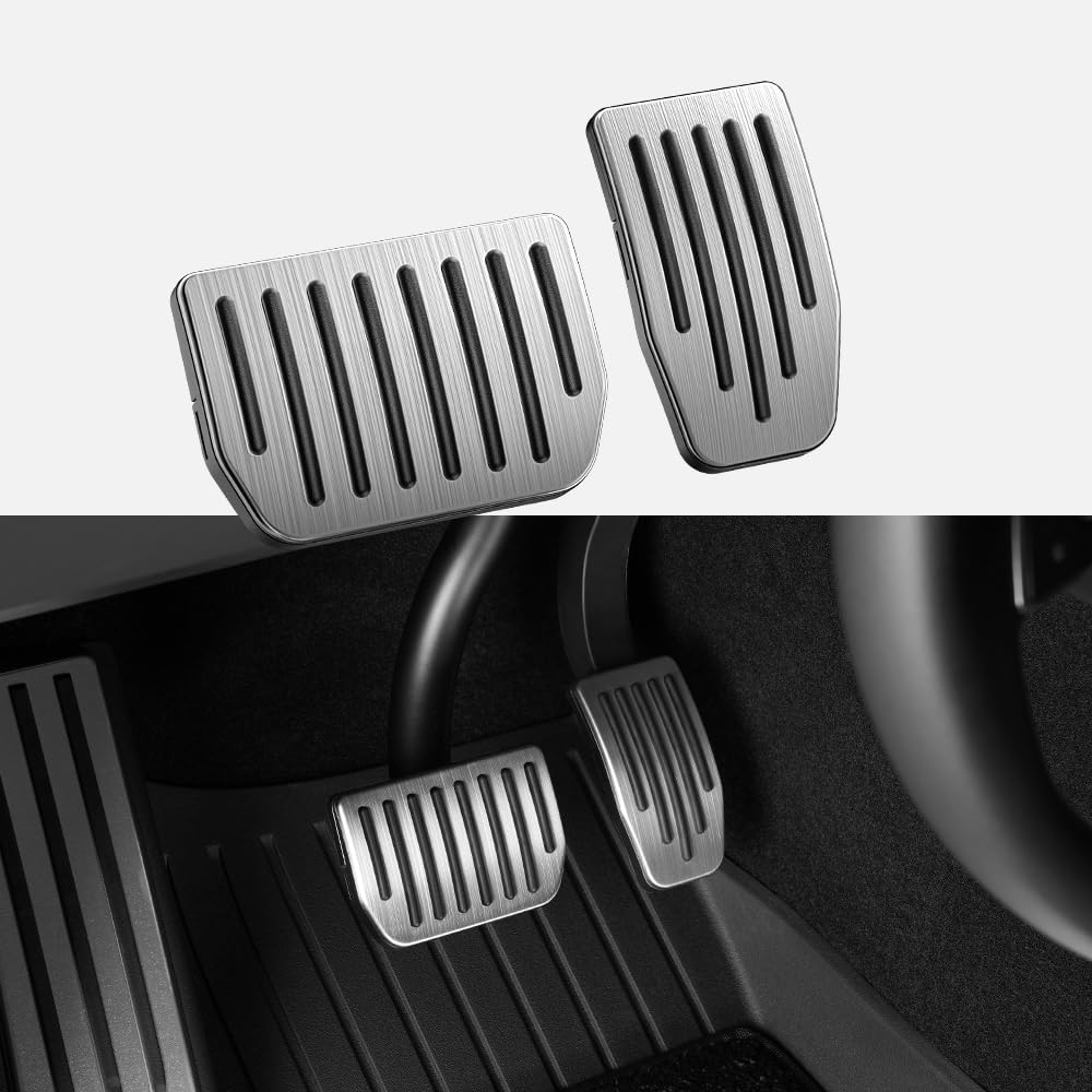 YONZEE Performance Pedal Covers for All Tesla Model Y and Model 3 (2016-2026), Snap-Lock 304 Stainless Steel Brake and Accelerator Pedals, Non-Slip Replacement Accessories