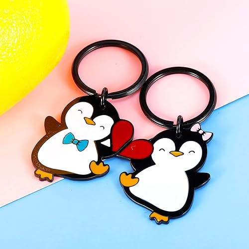 Miniatura 2 de FrereFeter 2 llaveros a juego de pingüinos para parejas, amantes de los pingüinos, llaveros nacionales para el día del novio, lindo llavero