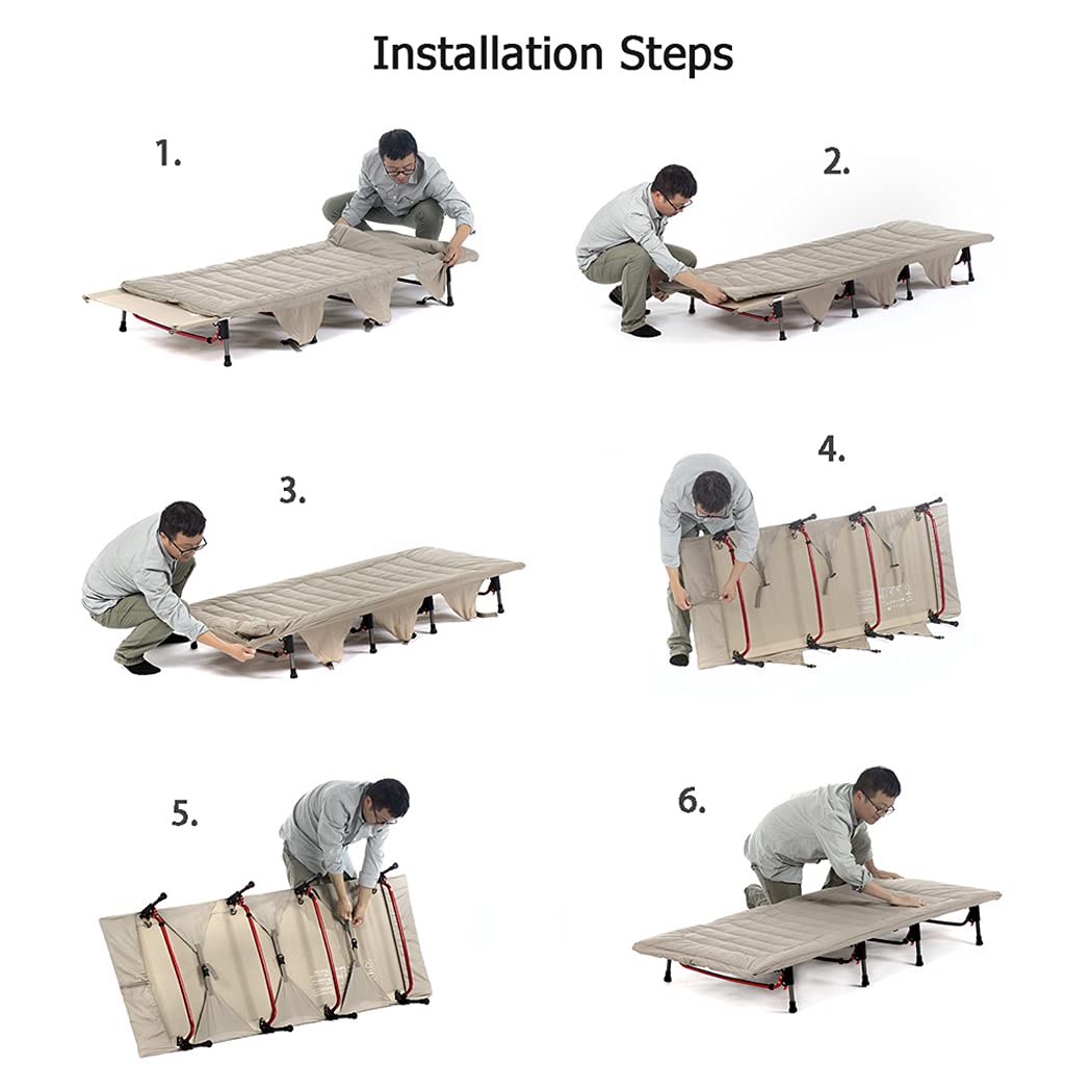 Lettini da Campeggio Leggeri con Imbottitura, Lettino da Campeggio Pieghevole Portatile con Materasso | Strutture Letto in Lega di Alluminio con materassino in Cotone per Barbecue da Ufficio da viag