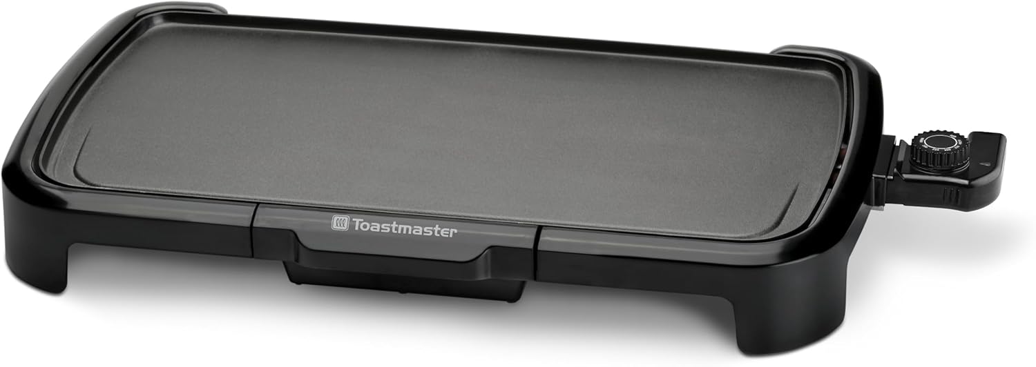 Toastmaster Electric Griddle - Flat Top Nonstick Griddle - Cookware for Breakfast & More - Skillet Griddle with Adjustable Temperature - Kitchen Appliance for Pancakes - 10" x 20" Cooking Surface