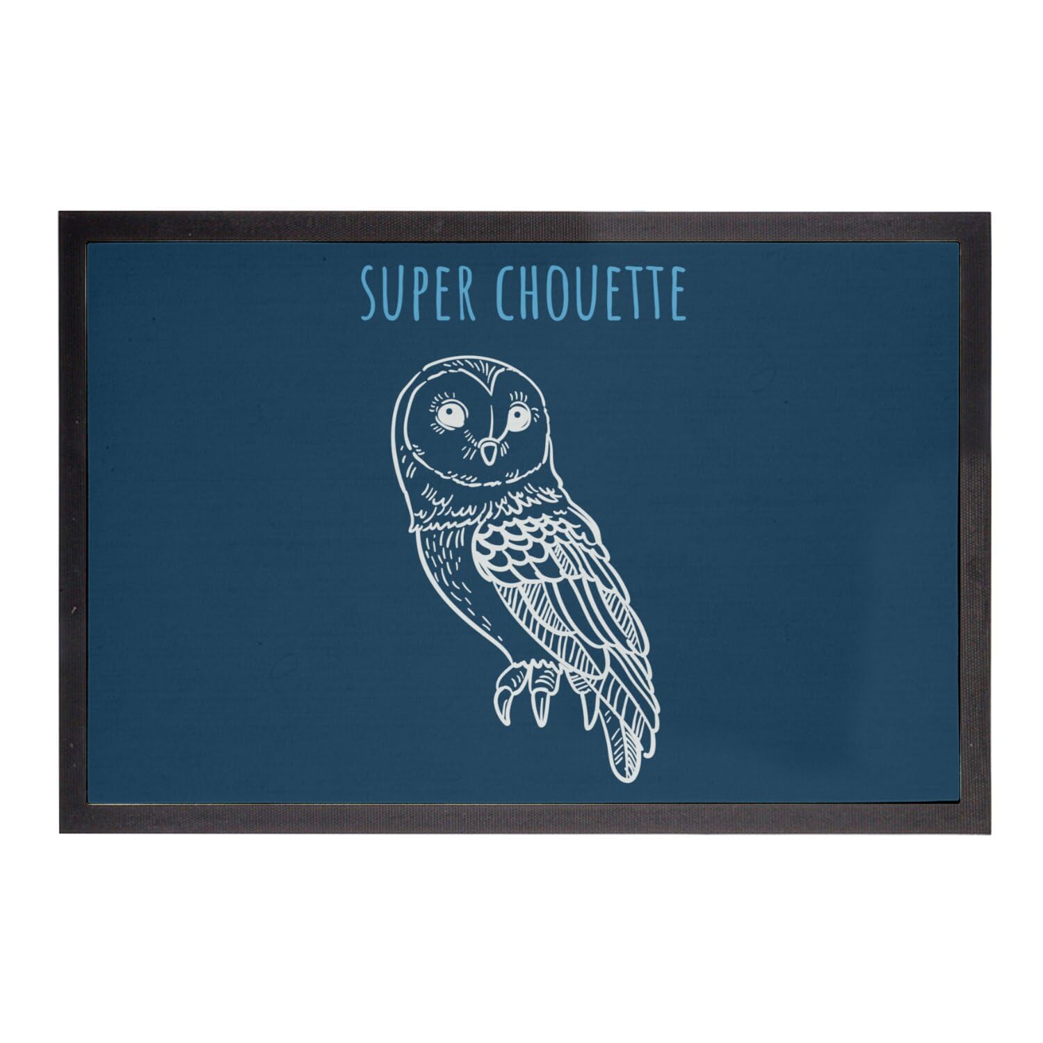 Paillasson bleu Fabulous chouette illustration pour donner du sourire à vos invités dès le seuil
