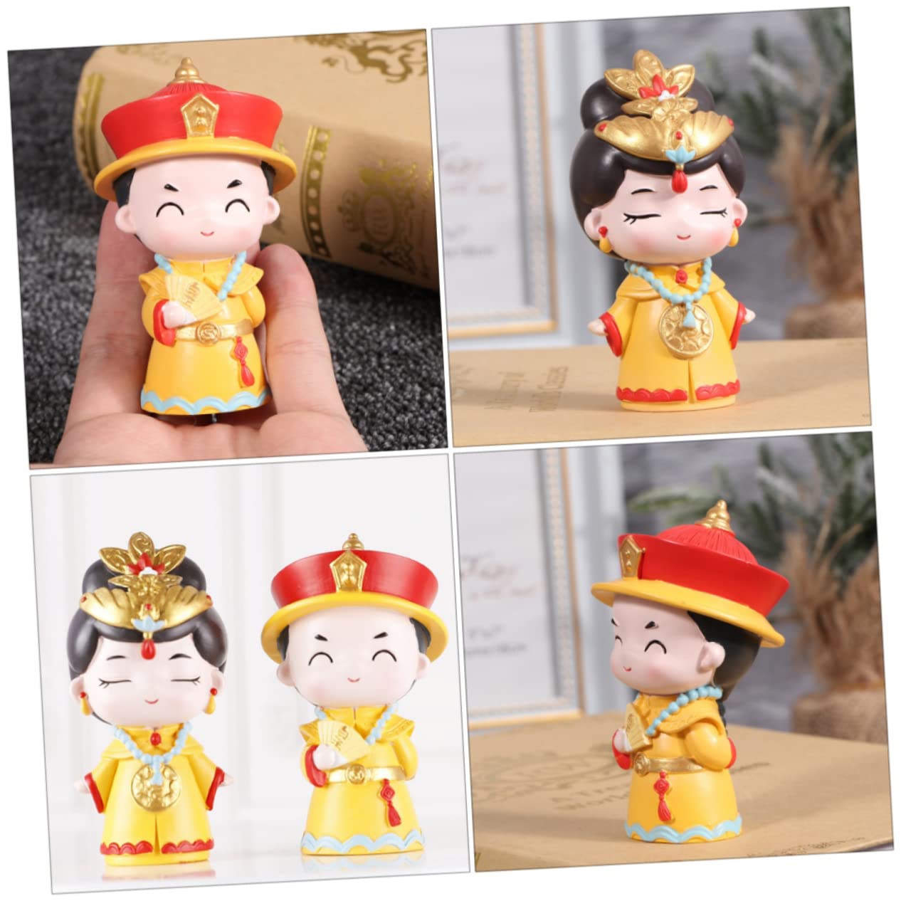 3 Ensembles Décoration De Gâteau Résine Ornements De Style Cour Chinoise pour Fête Et Maison Figurines Et Impératrice pour Gâteau Anniversaire Et Événements Spéciaux 2 Pièces * 3