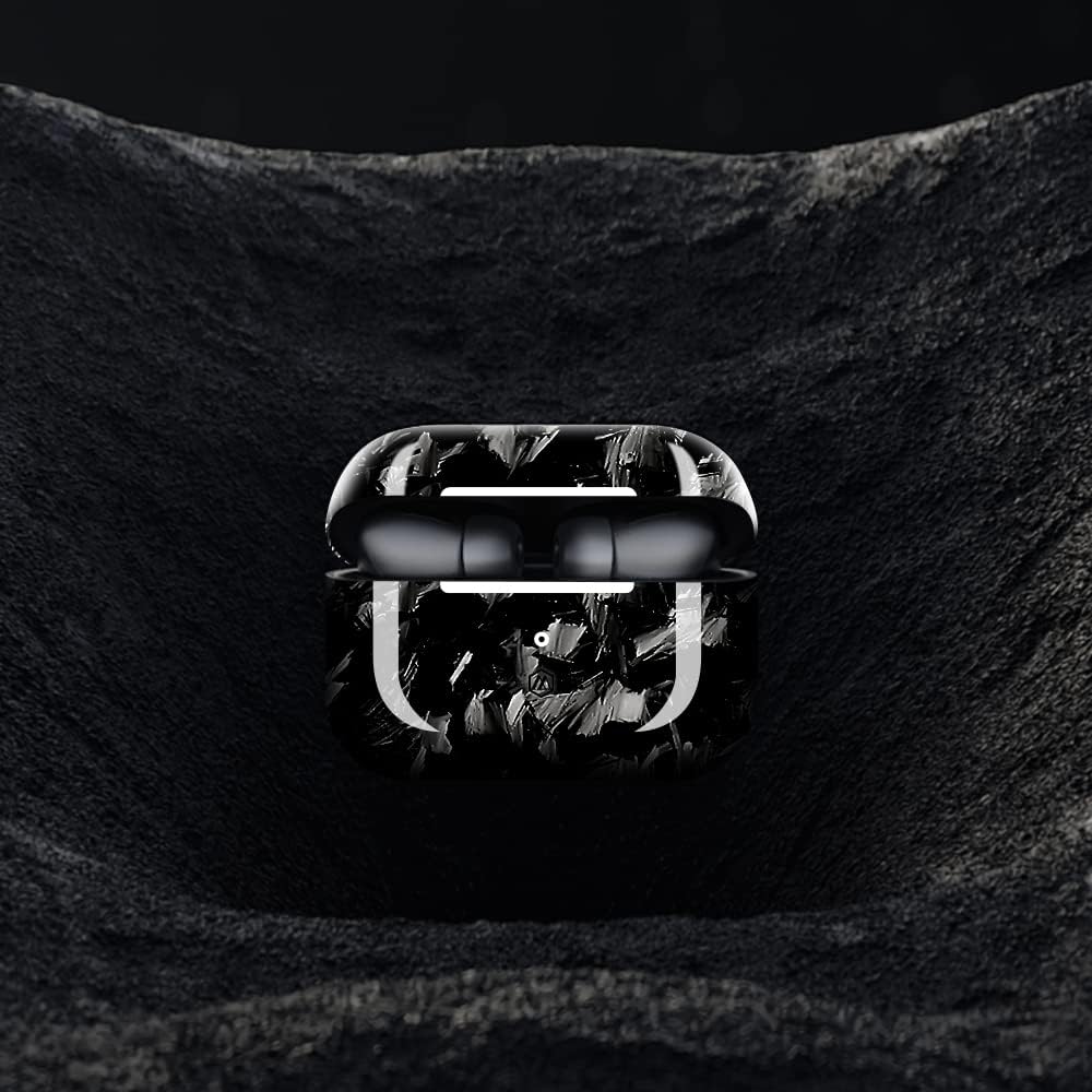 MONOCARBON Real Carbon Fiber Case for Airpods Pro 2nd Generation with Lanyard,AntiScratch Slim Protective Hard Cover for Airpods Pro 2 Compatible with Magsafe Wireless Charging-Forged Glossy Black