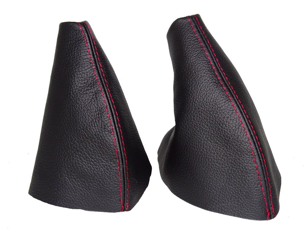 For MG TF 2001-05 Shift & E brake Boot Black Genuine Leather Red Stitching