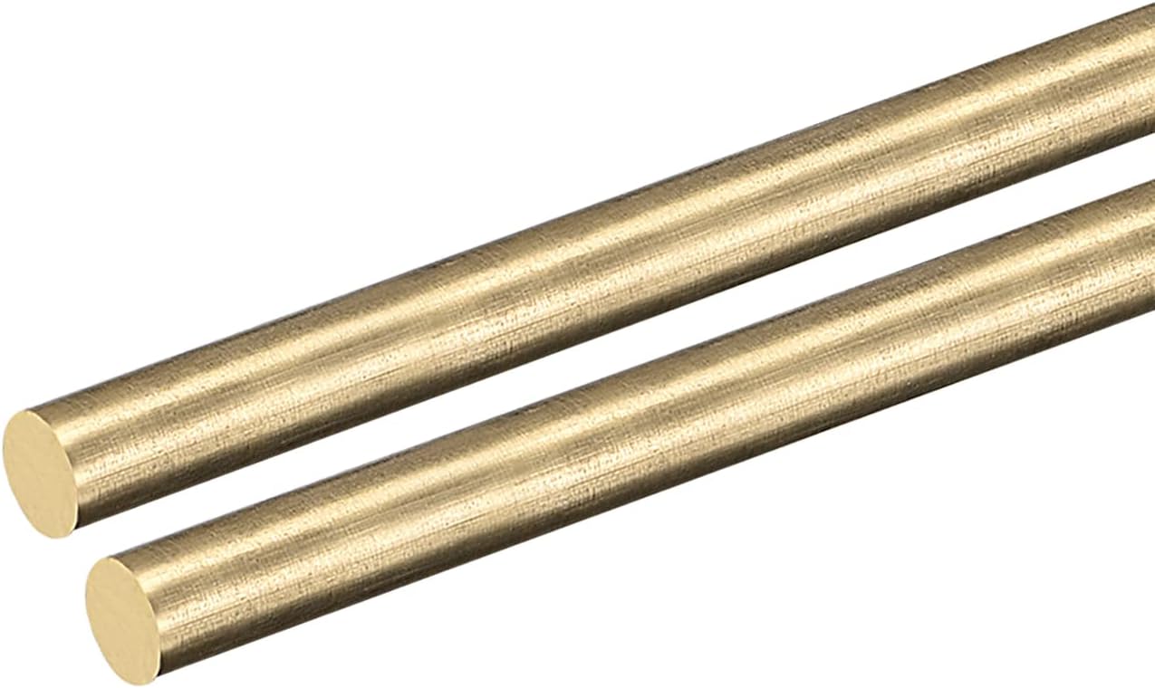 DMiotech 2Pack 6mm x 250mm, Brass Solid Round Rod, Brass Rod Lathe Bar Stock for DIY Craft