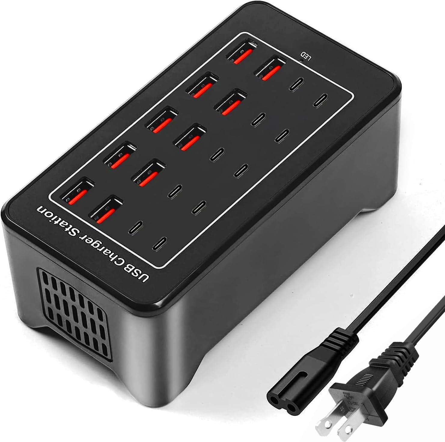 USB C Charger Block 100W USB C Charging Station, 20Port (20A) Multiple Charging Hub Desktop 10 Port USB Charger Compatible for Apple iPhone, iPad, Samsung, Pixel, Cell Phone, Tablets, Office Home Use