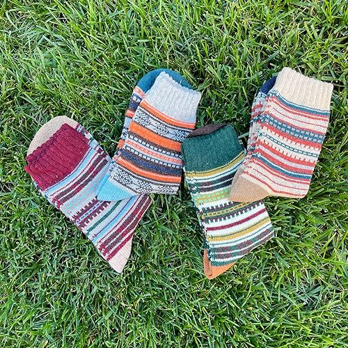 Image of JOYCA & CO. 3-5 Pairs Womens Multicolor Fashion Warm Wool Cotton Thick Winter Crew Socks