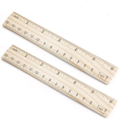 Miniatura 7 de Utoolmart 2 reglas rectas de madera, regla de escala de doble cara de 6 pulgadas, herramienta de medición para ingeniería, arquitecto de oficina y