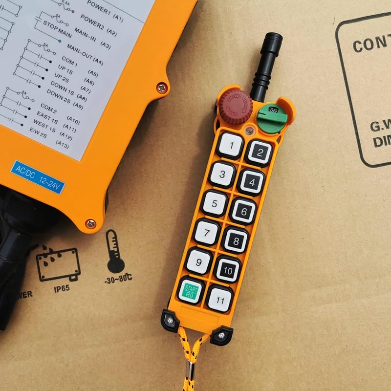 HS-12S 12Channels Hoist Crane Radio Remote Control Sysem Wireless Industrial Controller 1transmitter+1receiver - (Voltage: 220VAC)