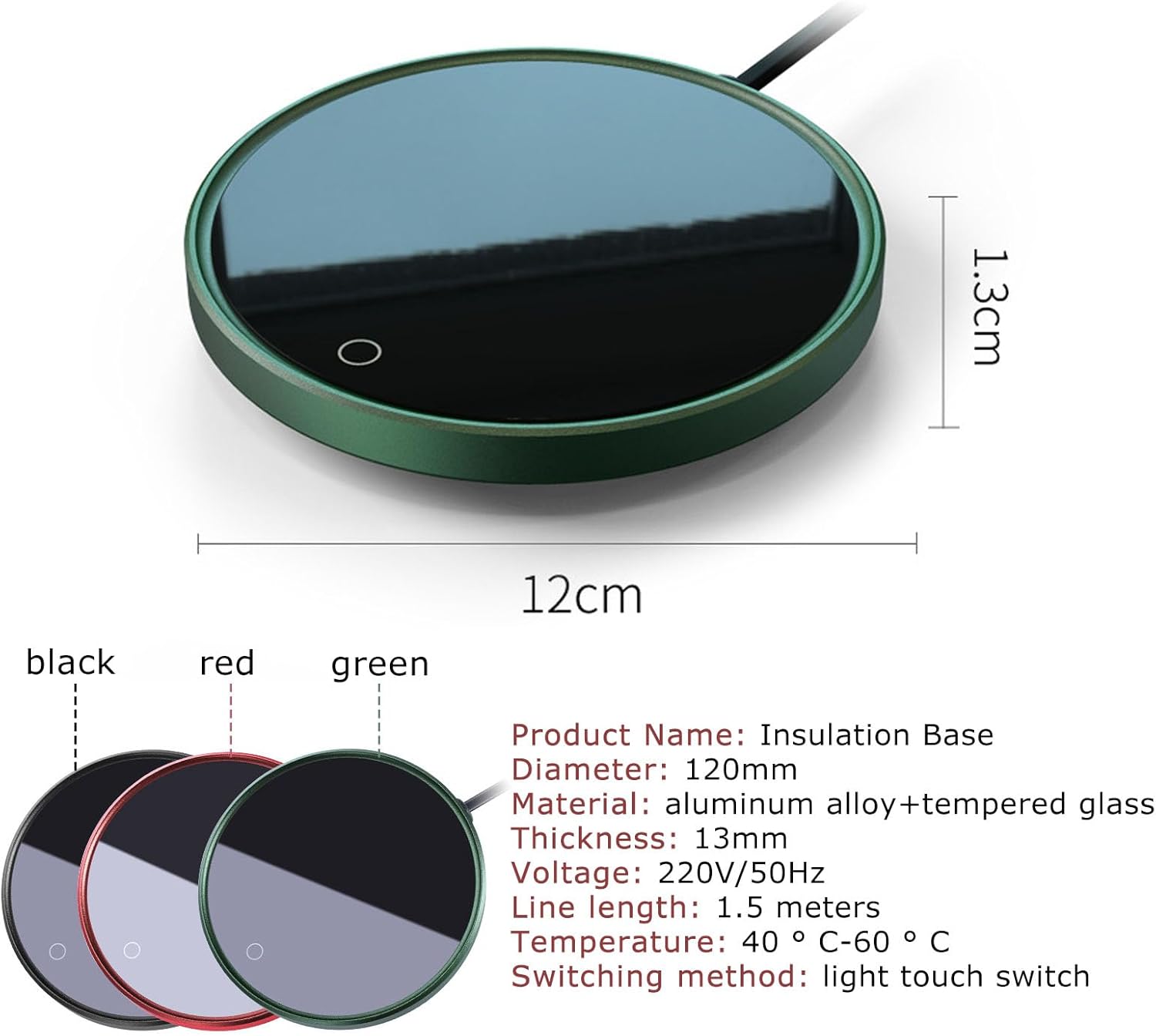 Bottle Cooler Iced Coffee Mug Warmer for Desk Electric Coffee Cup Warmer 13MM Lightweight Body，Constant Temperature to 55 ° C，Diameter 120mm(Color:A)