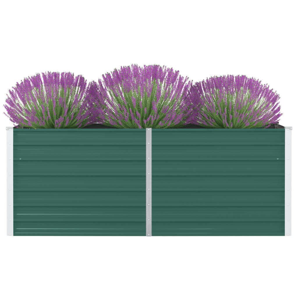 vidaXL Letto di Coltura Rialzato Cura Piante Orto da Balcone Bordo Arrotondato Elegante Fiori Vaso Fioriera 160x80x45 cm in Acciaio Zincato Verde