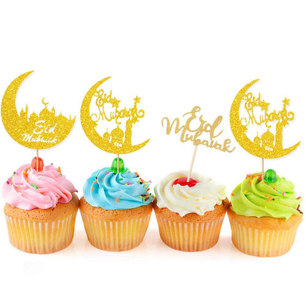 Cake Topper Eid Mubarak Glitter – 35 Pezzi Con Luna E Castello – Per Torte E Cupcake - 2