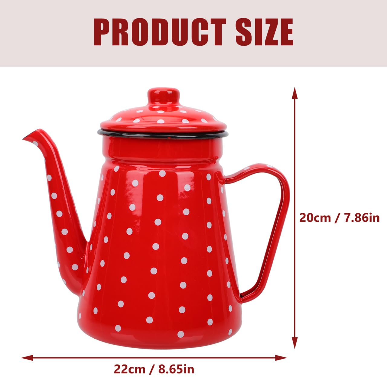 Housoutil Cafetera esmaltada de 1,5 l, boquilla estrecha de esmalte rojo, con gran caño para el hogar, para cocina y camping