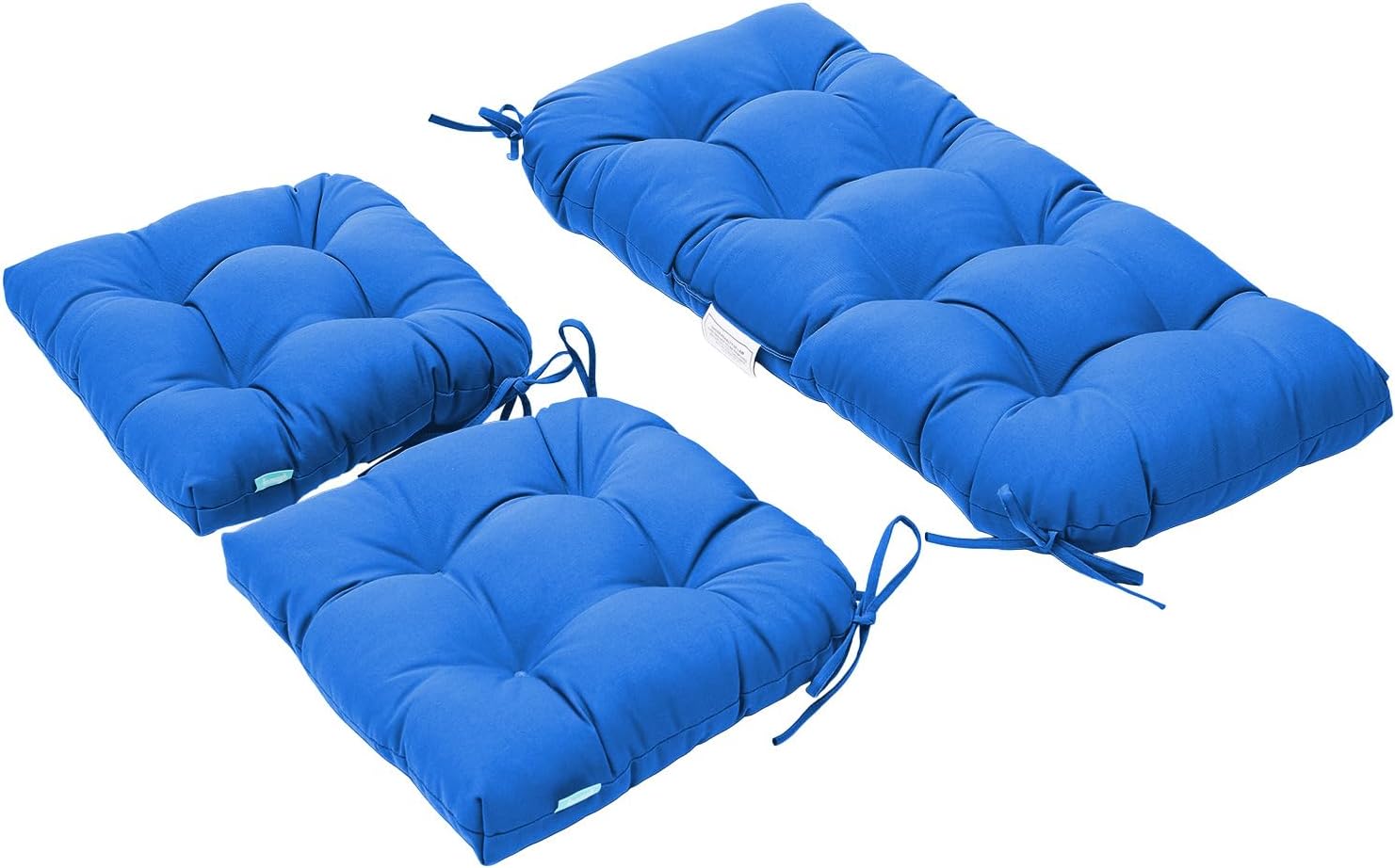 QILLOWAY Outdoor/Indoor Patio Wicker Seat Cushions with Ties Group Loveseat/Two U-Shape Cushions for Patio Furniture,Wicker Loveseat,Bench,Porch,Patio Chair Cushions Set of 3 (Beige)