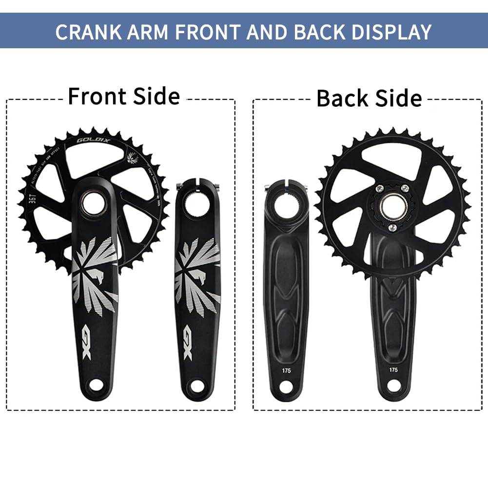 Guarnitura 170 175mm 30T 32T 34T 36T 38T per Mountain Bike a velocità Singola, Set di pedivelle Integrate Cave per 9 10 11 12 con Movimento Centrale BSA, Nero Opaco.