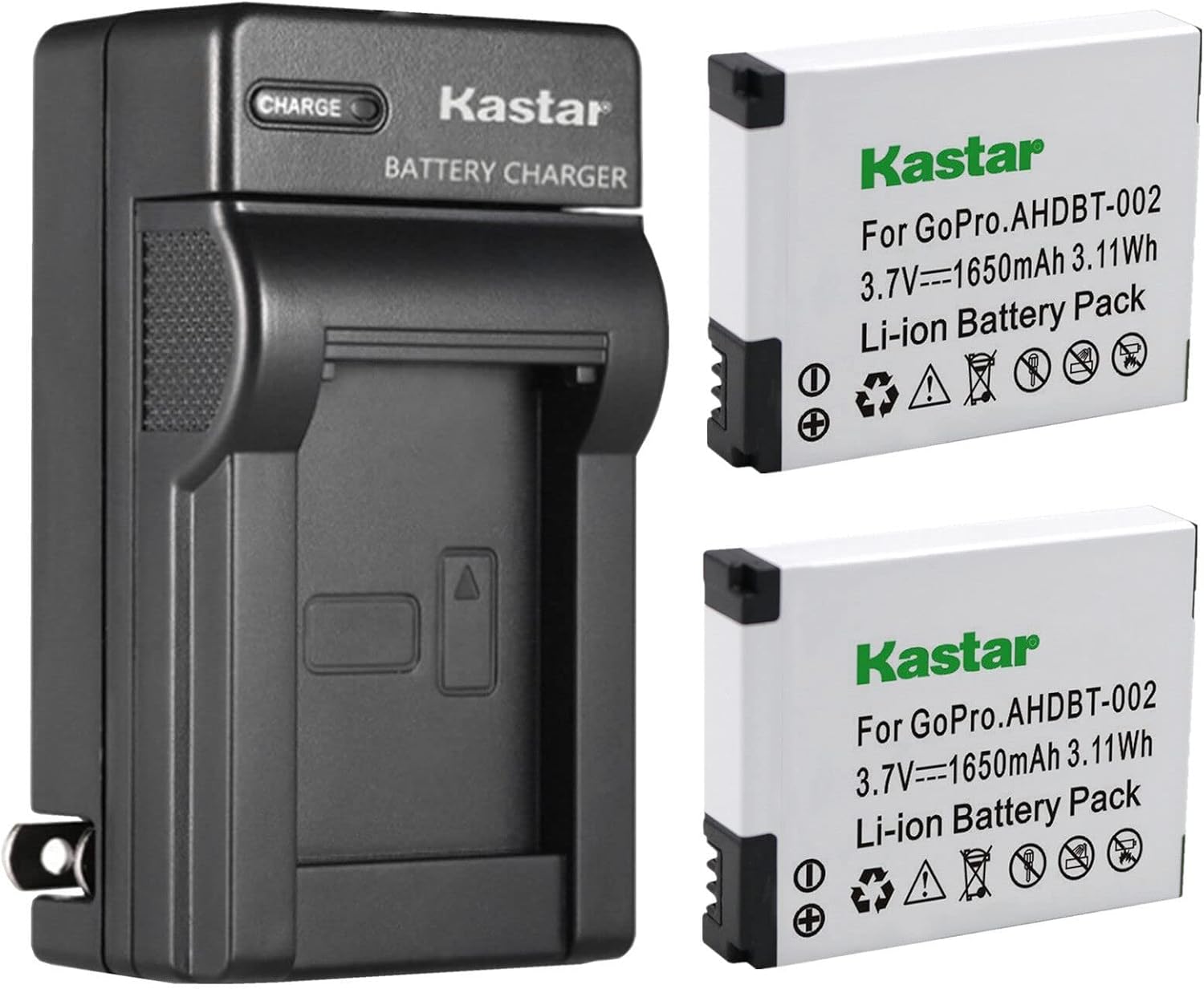 Kastar 4-Pack Battery and AC Wall Charger Replacement for Gopro HD HERO2 Surf Edition, GoPro HD HERO2, GoPro HD Hero 2, GoPro Original HD Hero (2010 Model), Gopro HD Helmet Hero Sport Action Camera