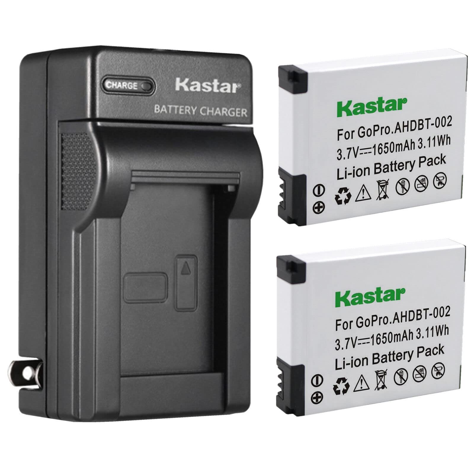 Kastar 2-Pack Battery and AC Wall Charger Replacement for Gopro HD HERO2 Surf Edition, GoPro HD HERO2, GoPro HD Hero 2, GoPro Original HD Hero (2010