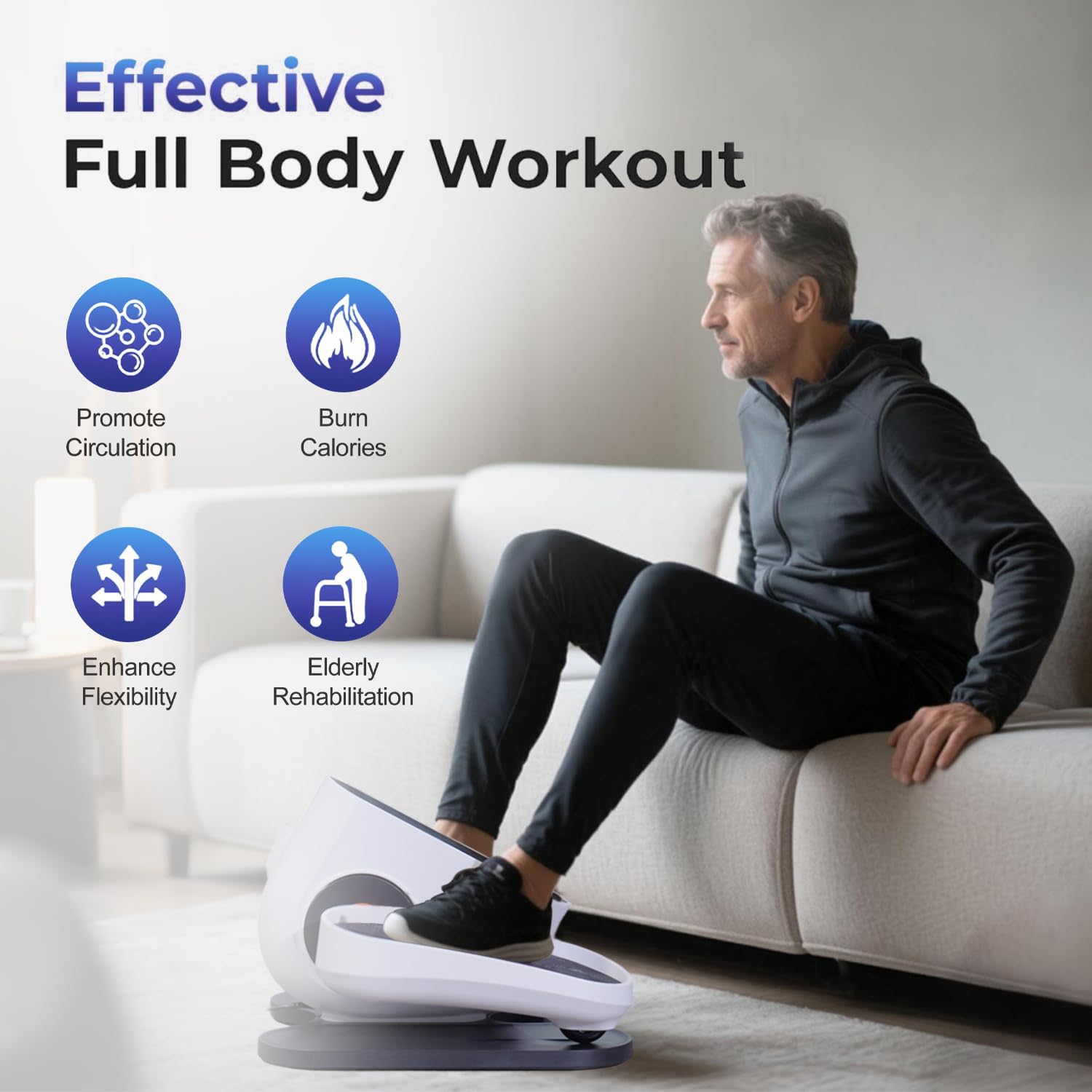 Under Desk Elliptical Machine, Electric Ellipse Leg Exerciser While Sitting for Seniors Adults, Leg Ercise Pro, Leg Exerciser While Sitting, Home Use Seated Ellipse Leg Exerciser