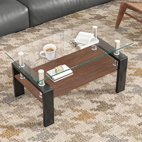 yk_fUCz7mm KXVEi MDF [It `R[q[e[u 87.7cm×46.6cm rOp hh΁Eω׏d 80kg ubNr × NAKX (Clear+Black + Glass+Metal + M