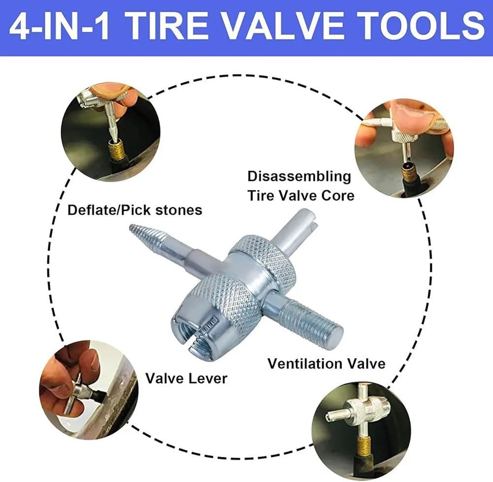 13PCS Quick Change Tire Valve Tool Set Valve Installation Tool Kit Tire Valve Replacement Tool Tire Repair Tool Red Wrench Red Tube