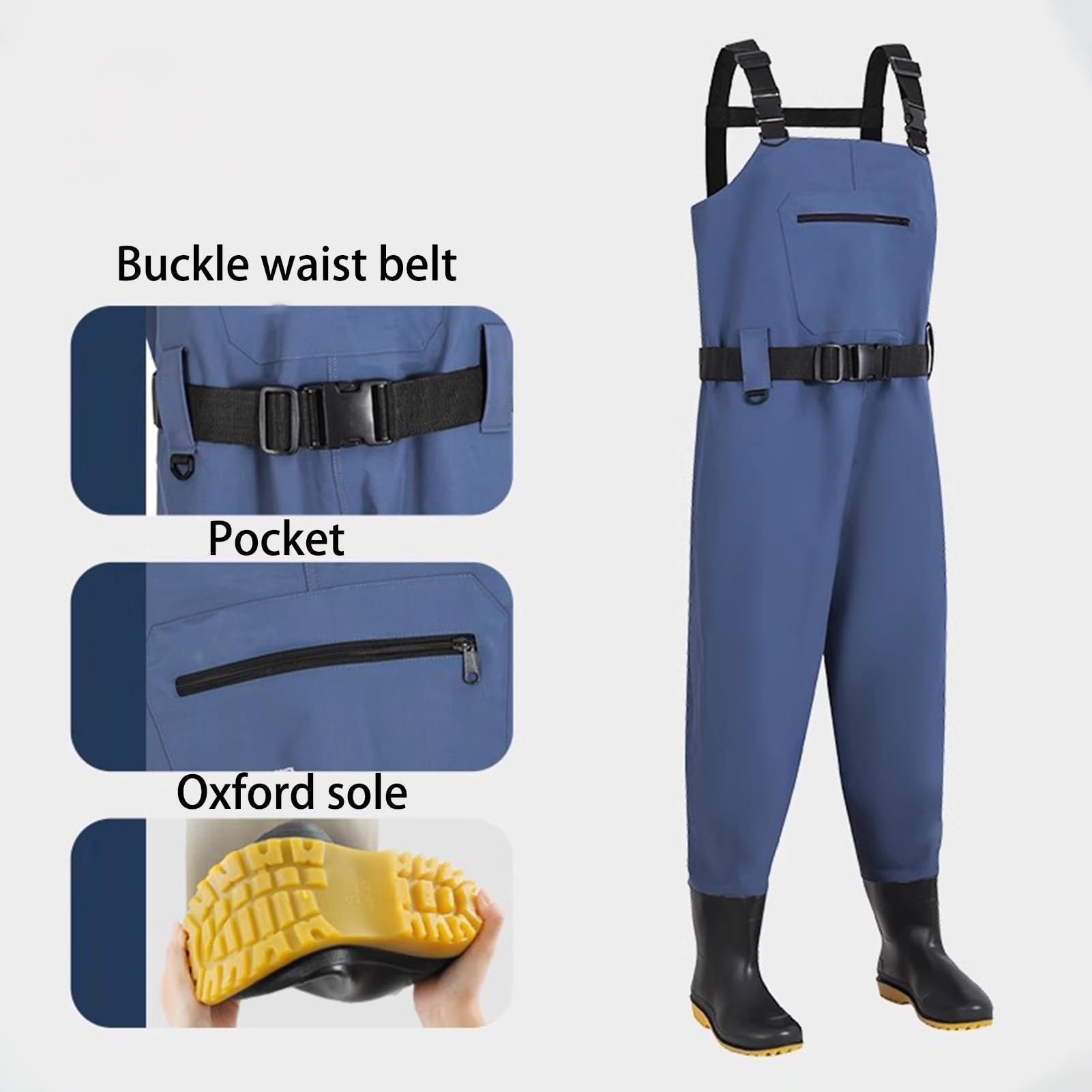 Stivali A Coscia da Pesca Pantaloni da Pesca Impermeabili Blu, Stivali Oxford Antiscivolo in Nylon