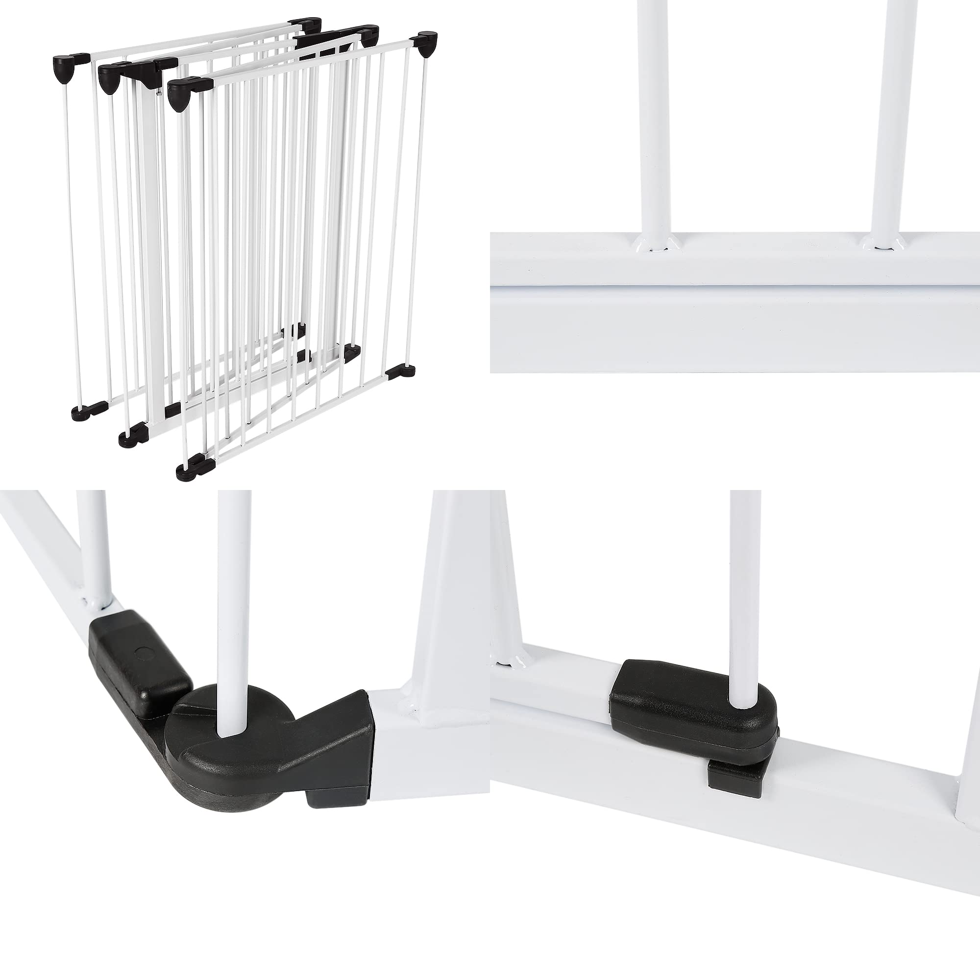 SHISHI Parco per Cuccioli Pieghevole, Barriere di Protezione 5 Pannelli Kit, Recinzione Metallica con Porta, Barriera di Sicurezza Murale, Recinzione con Porta per Interni ed Esterni(Bianco 310×75 cm)