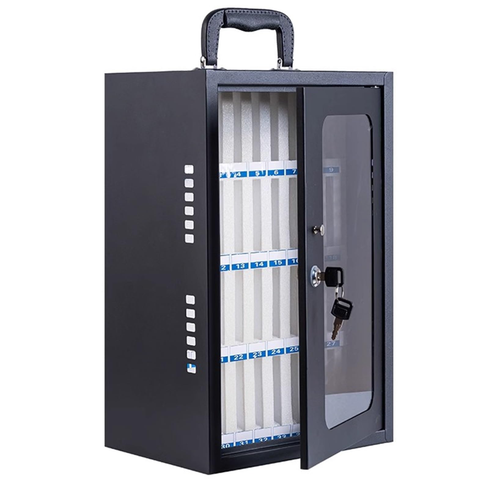 Armadietto di Sicurezza in Acciaio da Parete per cellulari con 12/24/36/48/60 Scomparti, Organizer Sicuro per scuole, uffici ed Eventi. Dimensioni: 28x21x44 cm/11x8x17 Pollici.