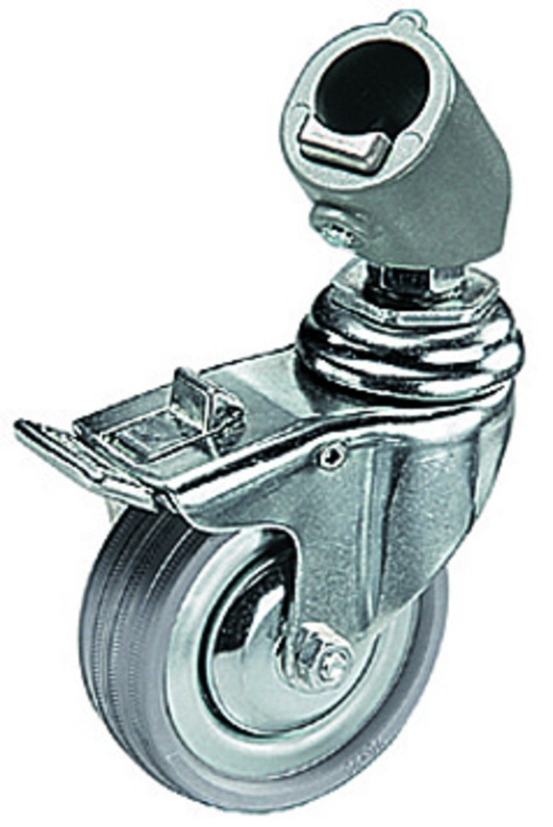 Manfrotto 110 Set 3 Ruote con Freno e Adattatore, 75 mm, Grigio