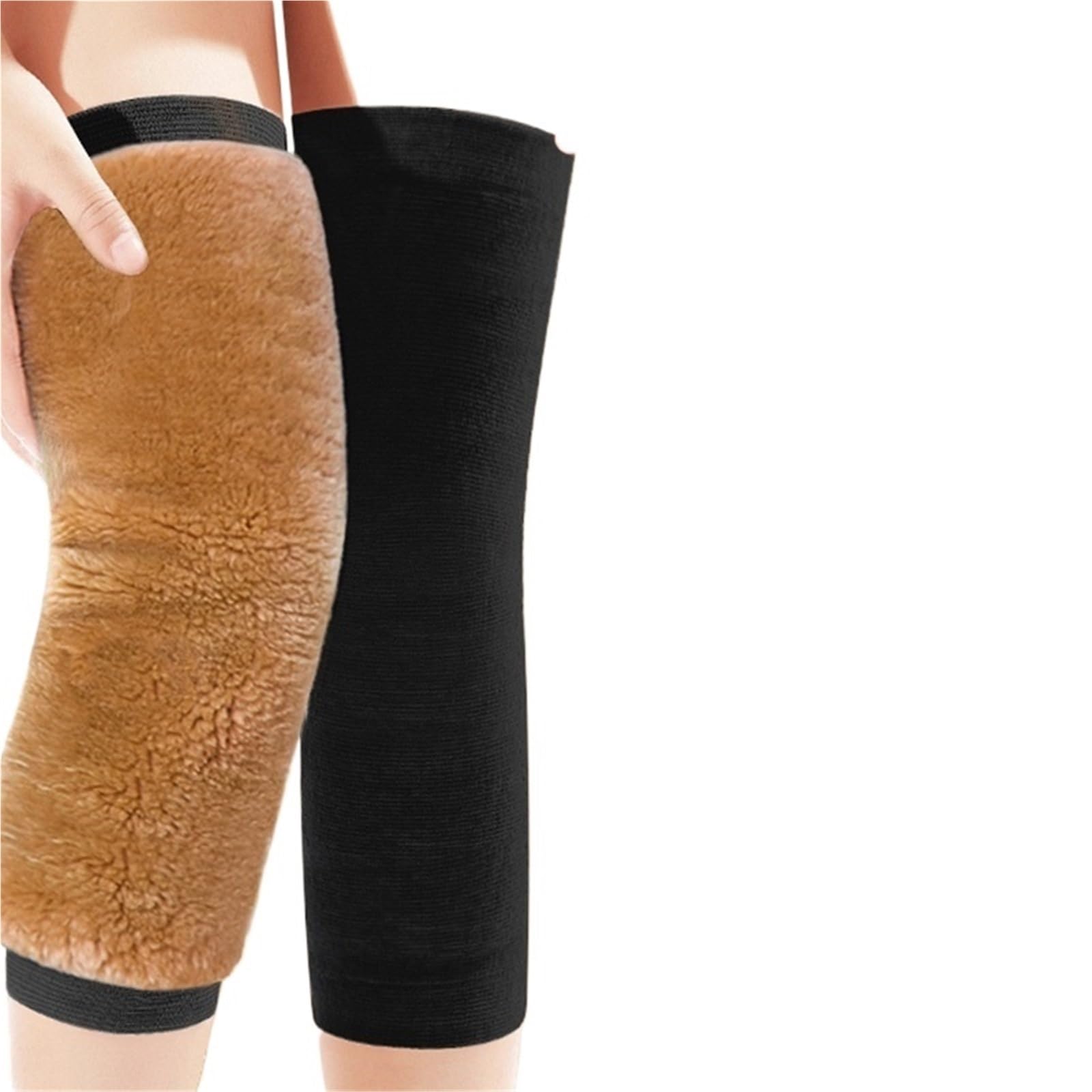 Genouillères Thermiques Polaire Cheveux Épais Chaud Genouillère Automne Hiver(Black,M)