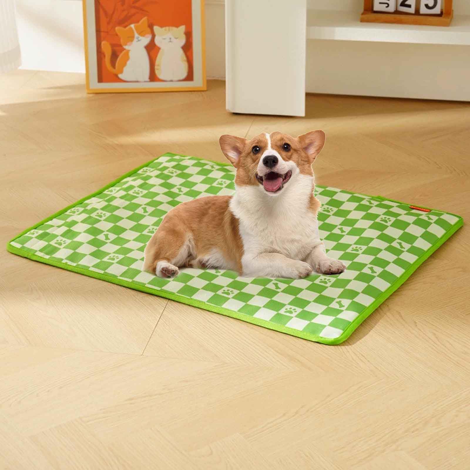 Manta Fria para Perros, Manta Refrescante Gatos, Almohadilla De Gel Autofresca, Cama Perro Verano, Muy Adecuada para Veranos Calurosos,Verde,L