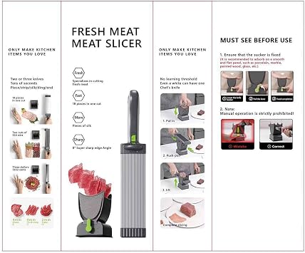 Multifunctional Slicer for Fresh Meat, Fresh Meat Slicing Shredding, Meat Slicer Machine Thickness Adjustable 2/4 mm with Stiff Brush to Clean Container(Color:White)