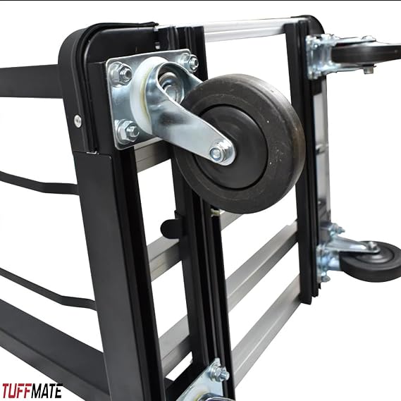 TUFFMATE Flatbed Trolley Foldable 150 Kg Capacity Black Silver Folding Aluminium Hand Truck