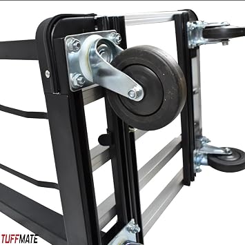 TUFFMATE Flatbed Trolley Foldable 150 Kg Capacity Black Silver Folding Aluminium Hand Truck