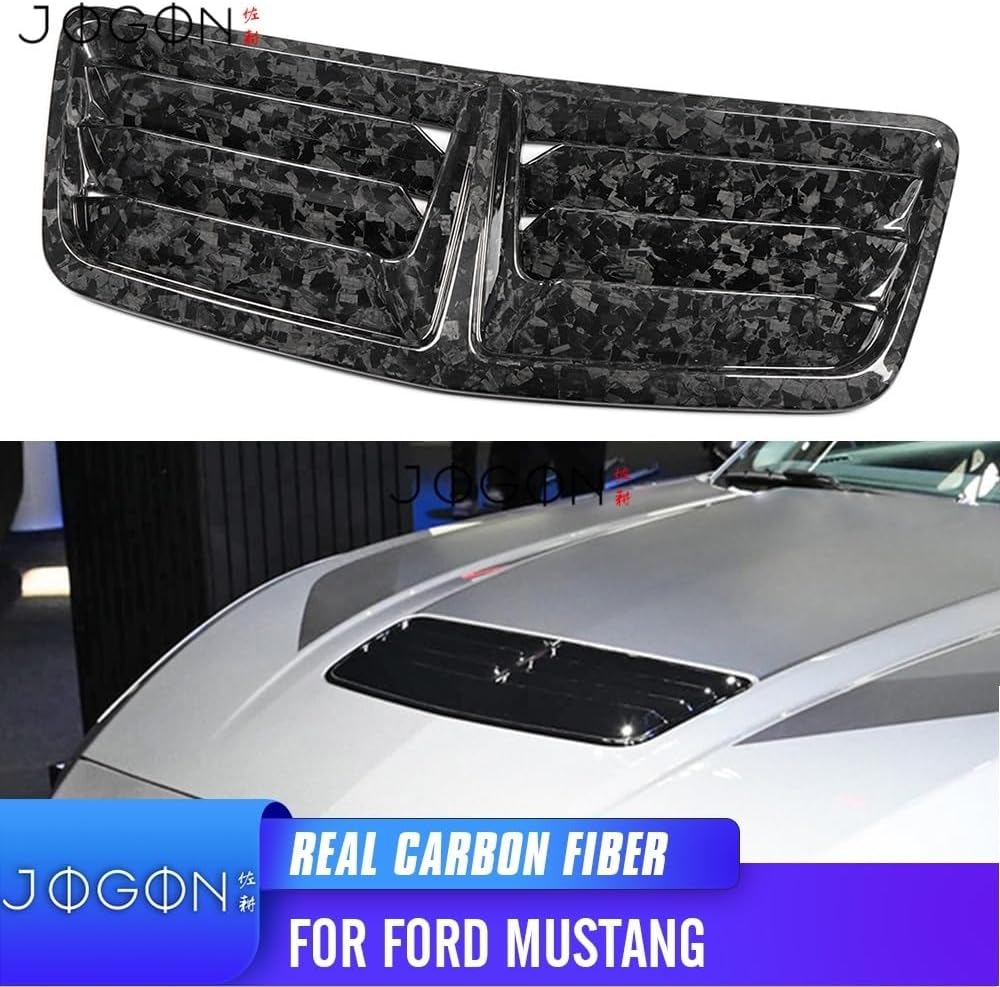 Compatible With Ford Mustang GT Dark Horse S650 2024 2025 Replacement Carbon Exterior Car Front Engine Hood Bonnet Scoop Vent Cover Trim(Gloss Carbon)