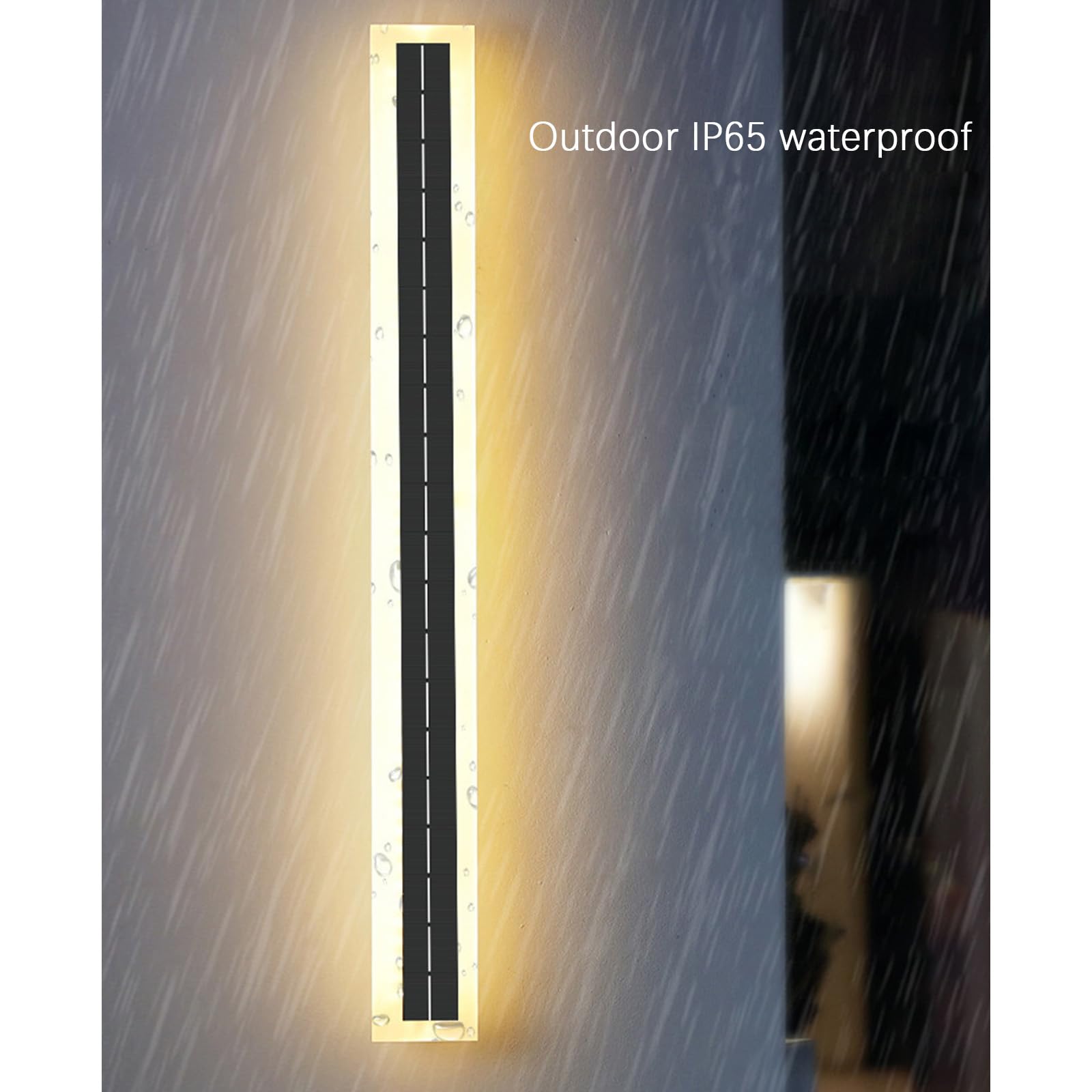 Długa taśma LED zasilana energią słoneczną lampa ścienna zewnętrzna IP65, czarna, liniowa, nowoczesna, akrylowa, na balkon, do ogrodu, wnętrz, garażu