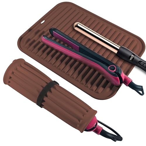 Alfombrilla grande de silicona resistente al calor, alfombrilla profesional para herramientas de pelo caliente para rizar, plancha plana, alisador