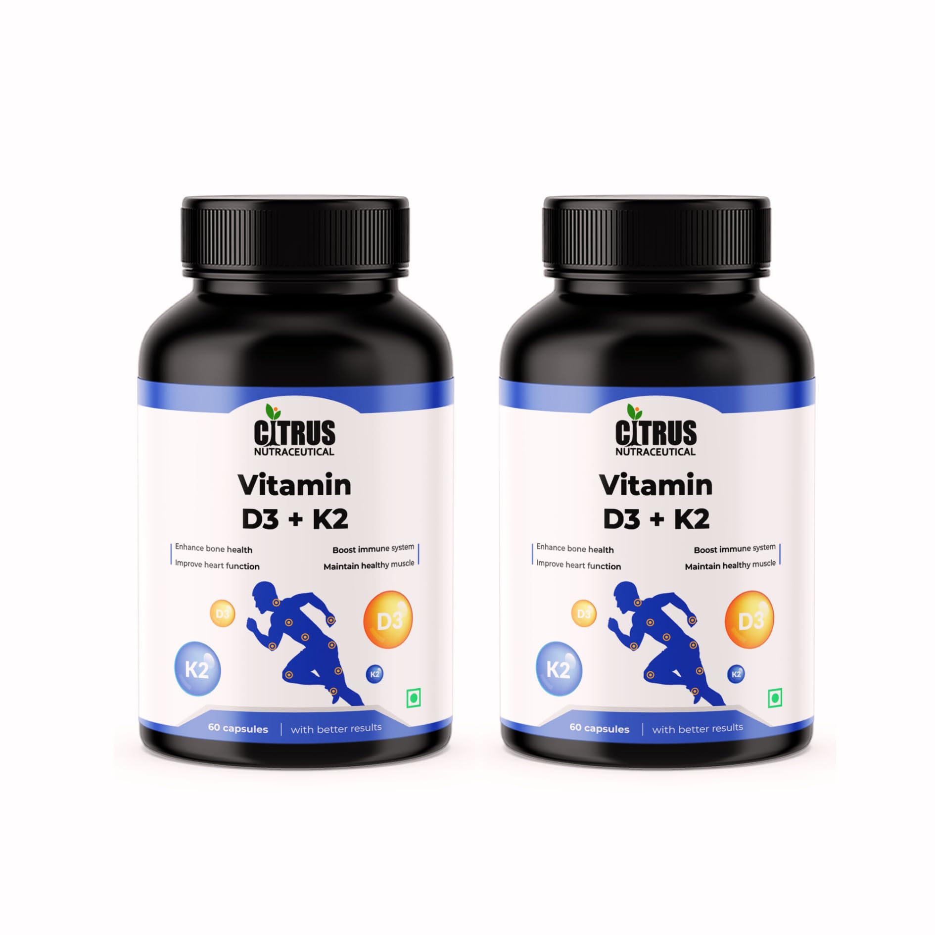 CITRUS NUTRACEUTICAL Vitamin D3 with K2MK7 Supplement | Supports Immunity, Stronger Bone & Heart Health - 60 Veg Capsules (Pack of 2) (B0CVQNPMYH) Amazon Price History, Amazon Price Tracker