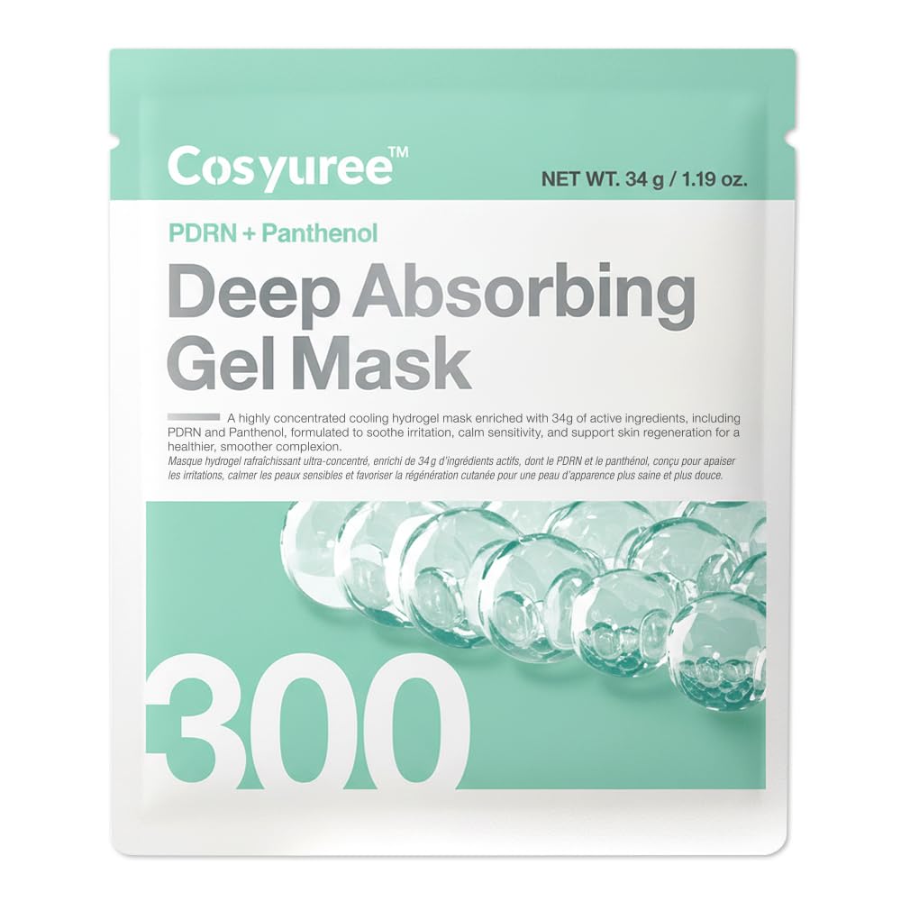PDRN + Panthenol Deep Absorbing Hydrogel Mask, Korean PDRN Hydrogel Mask, Overnight Face Mask, Hydrating, Glass Skin, Repairing, Korean Skincare, 34g x 4ea