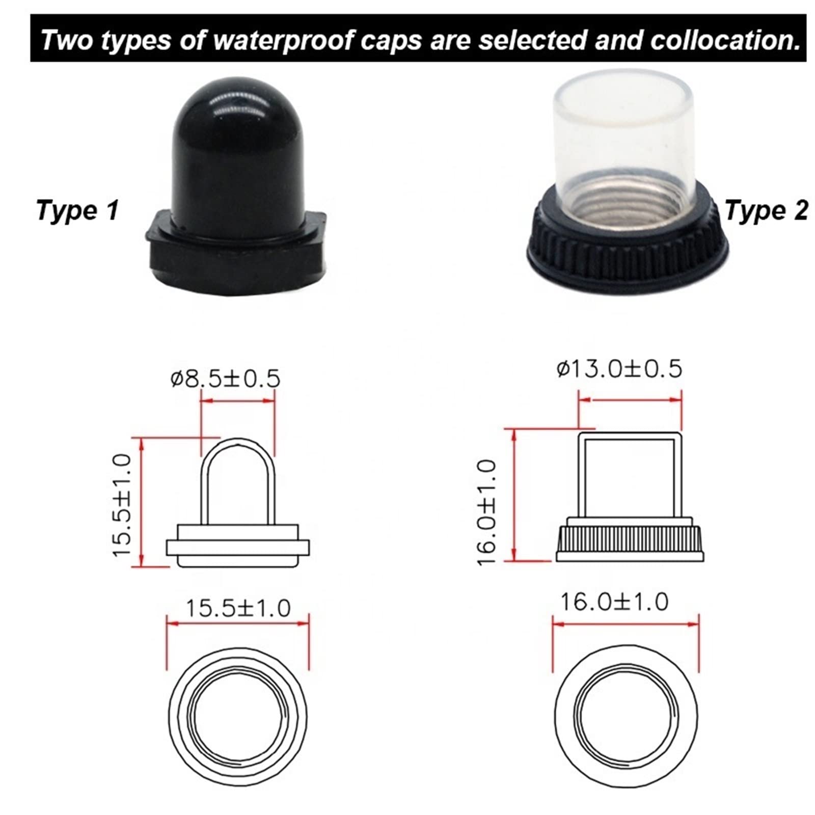 Protecteur thermique de moteur de pompe à bouton-poussoir série 88 avec disjoncteur avec fil 12AWG 150mm 1 pièces(6A)