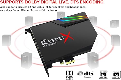 Miniatura 2 de Creative Sound BlasterX AE-5 Plus SABRE32-class Hi-res 32-bit/384 kHz PCIe Gaming tarjeta de sonido y DAC con Dolby Digital y DTS, Xamp Discrete