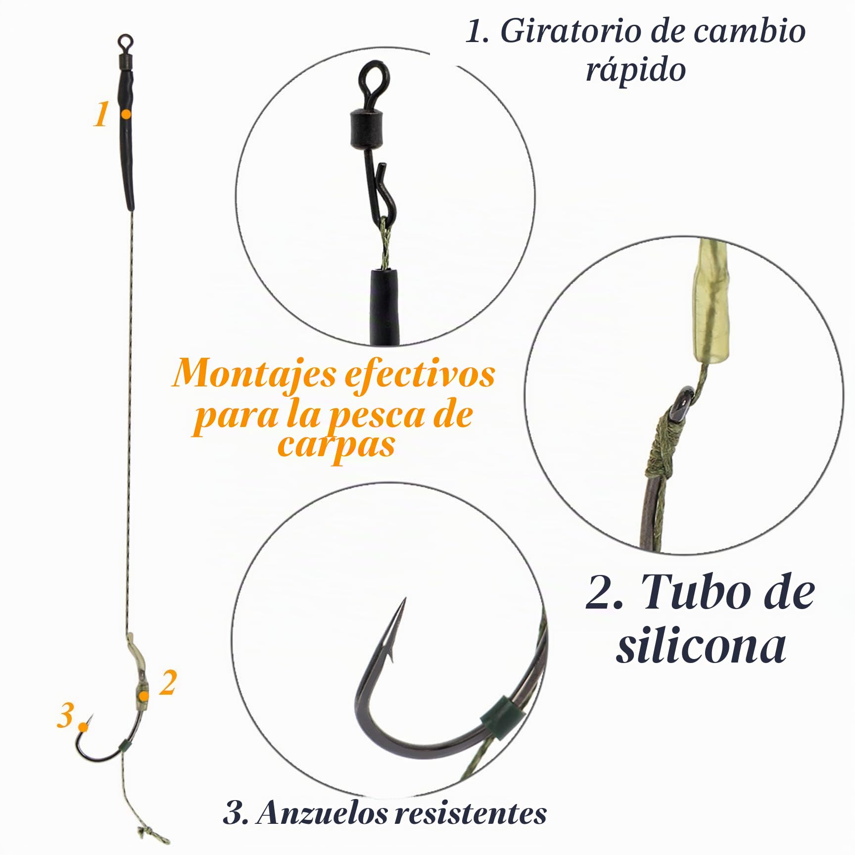 Carpfishing Anzuelos de Pesca de Carpa - 24pcs Aligner Rigs, Carpfishing 2, 4, 6, 8