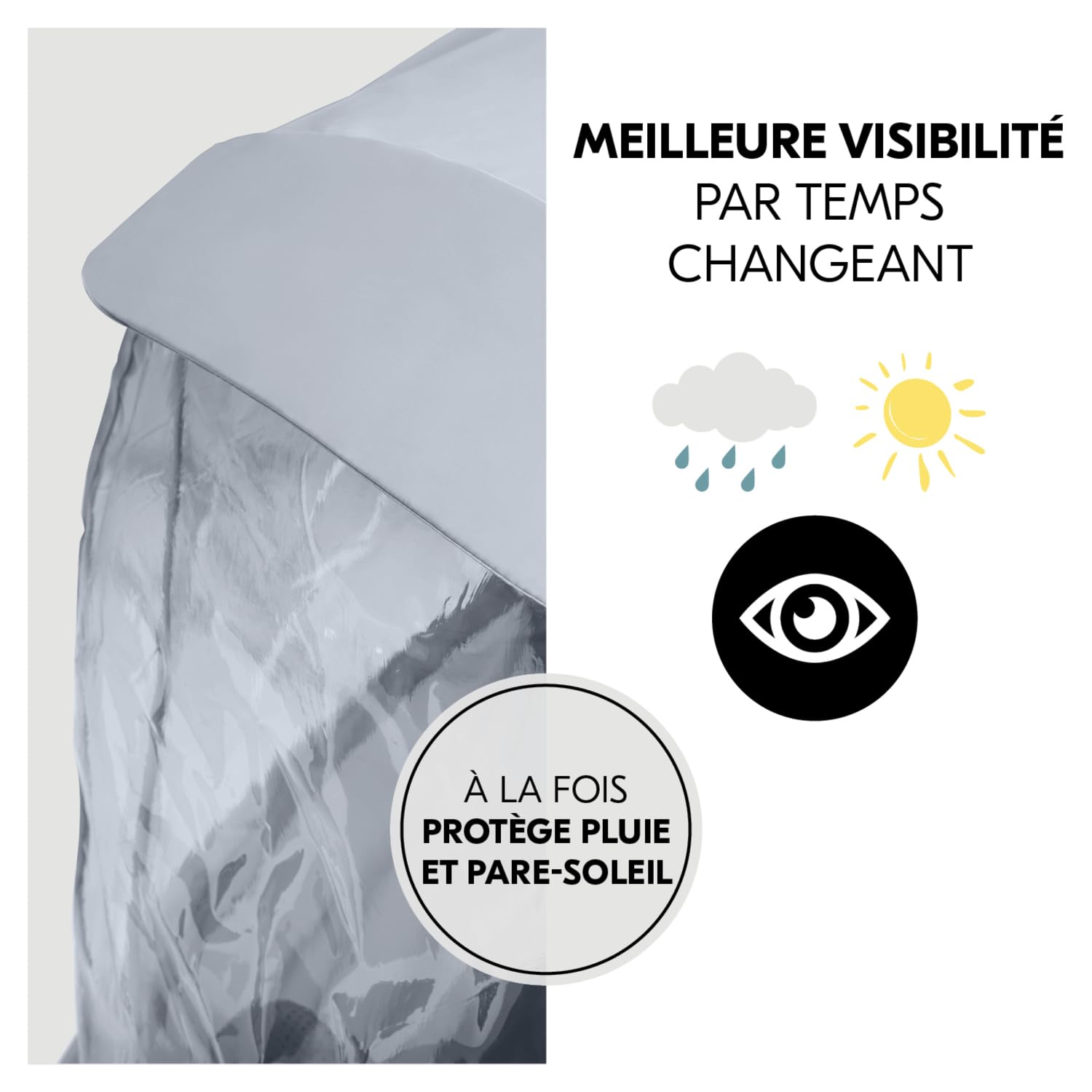 Hauck Habillage Pluie Universelle Poussette 3 Roues - Protection Transparente Avec Fenêtre Et Réfléchissants