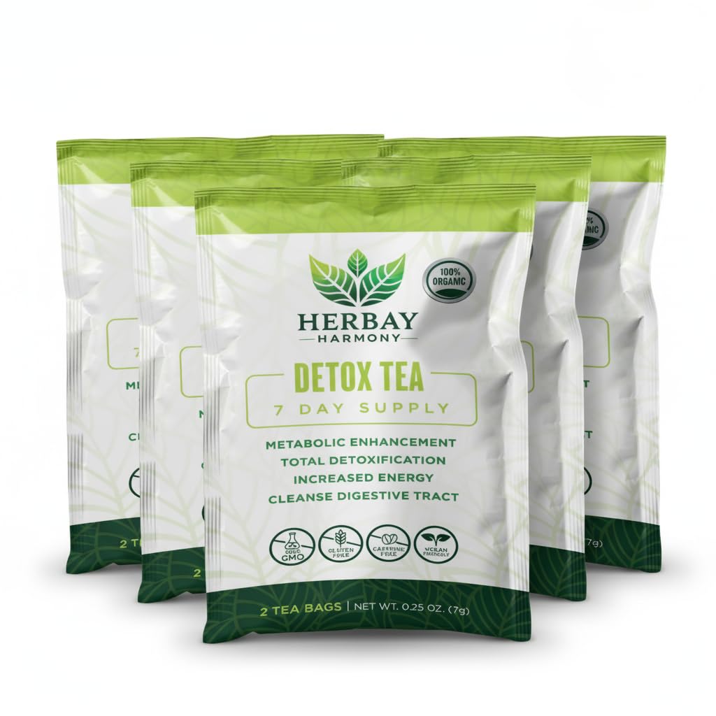 Herbay Harmony Organic Detox Tea – Caffeine-Free...