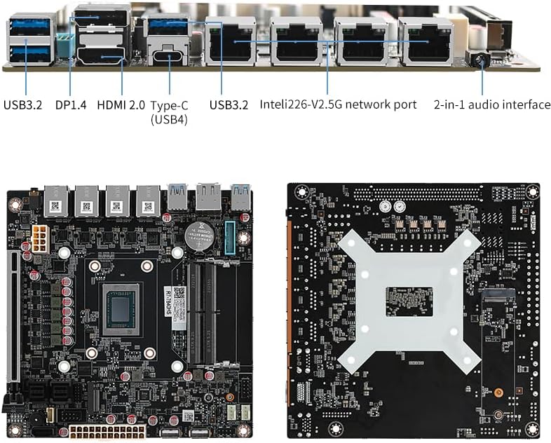 CWWK AMD 7840HS/8845HS/7940HS 8-bay/9-bay NAS/USB4/40G Rate 8K Display 4 Network 2.5G/9 SATA/PCIe x16 ITX Motherboard (AMD 8845HS NAS Board+Fan)