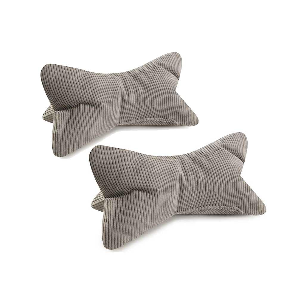 MAGMA Leseknochen INGA 2er Set, Cord Look, Farbe grau, 42cm x 22cm, ergonomische Form für Nacken- oder Lendenstütze, Flexible Stütze für Bücher, E-Books oder Tablets